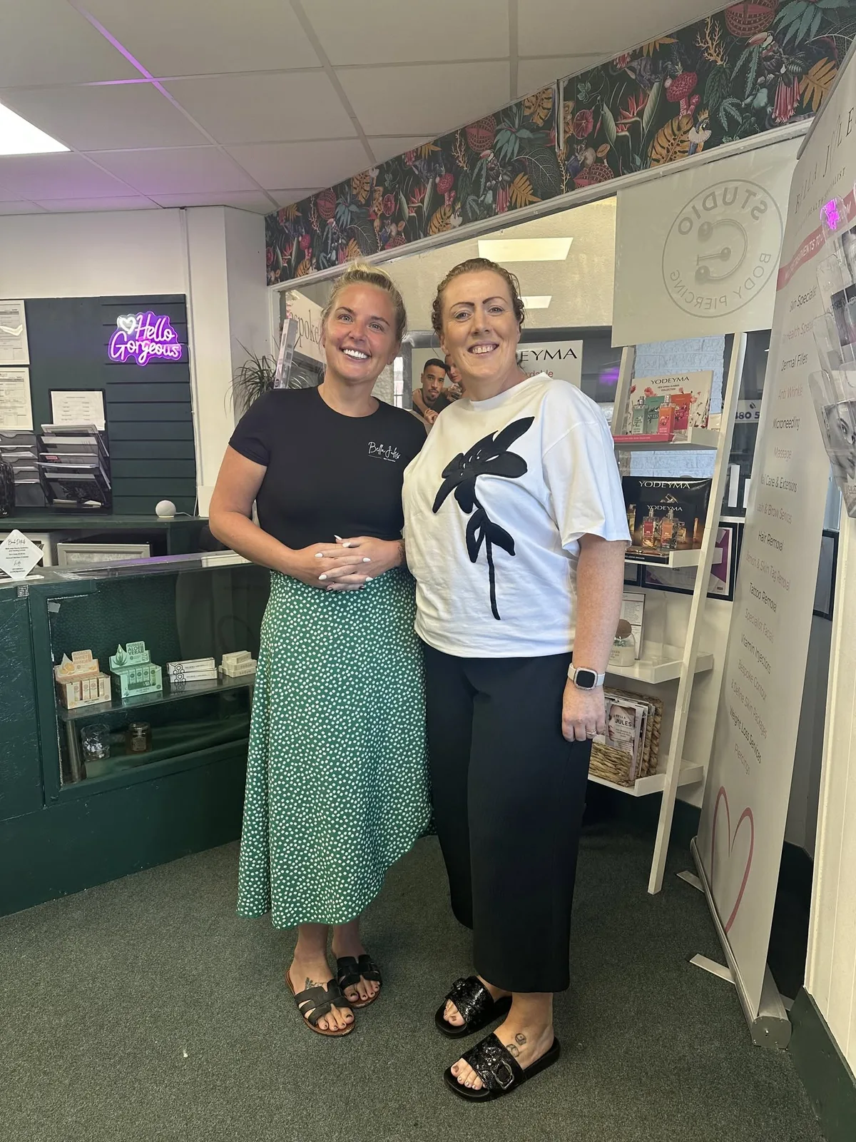 Vicky Stokes with Kim inside the Bella Jules salon in Ossett