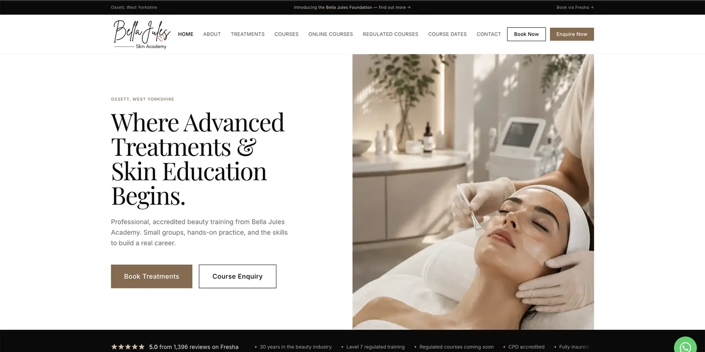 Screenshot of the Bella Jules website