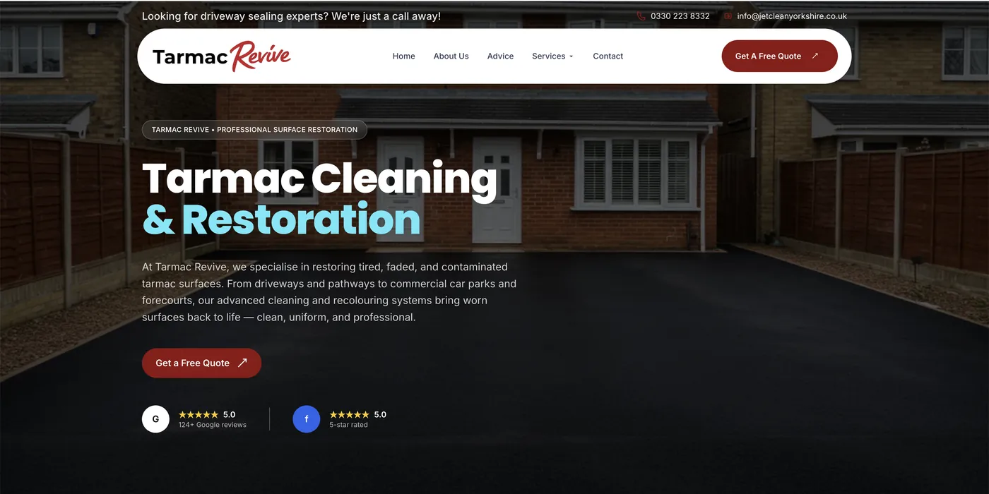 Screenshot of the Tarmac Revive website